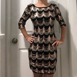 Sequin dress black gold